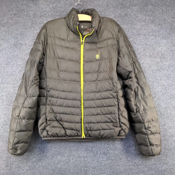 Spyder Men's Puffer Jacket Brown Medium Long Sleeve Full Zipper Polyester - Picture 2 of 14